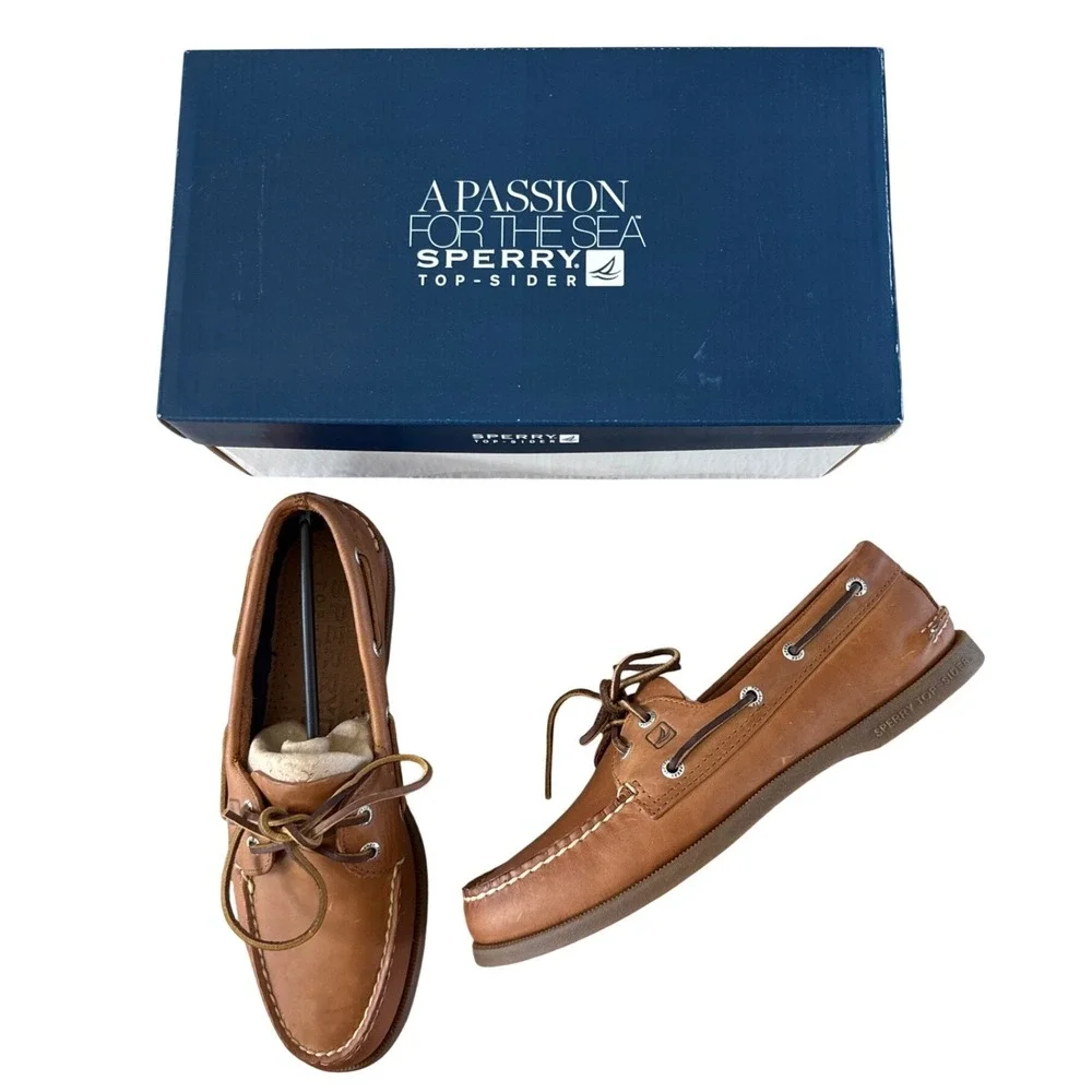 Sperry Authentic Original 2 Eye Boat Shoes Mens 10 Sahara Leather Tan NIB $110
